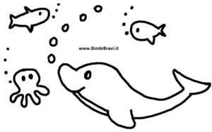Disegno delfino e pesci